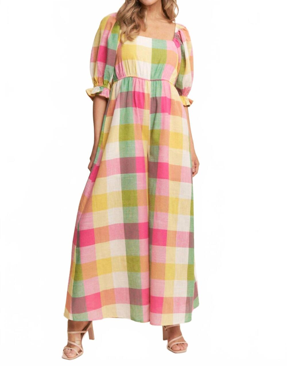 NEW J.NNA checkered wide leg jumpsuit in multi
